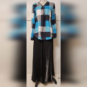 Alex Evenings Black Shimmery Flowy Lined Maxi Skirt 18W NWOT